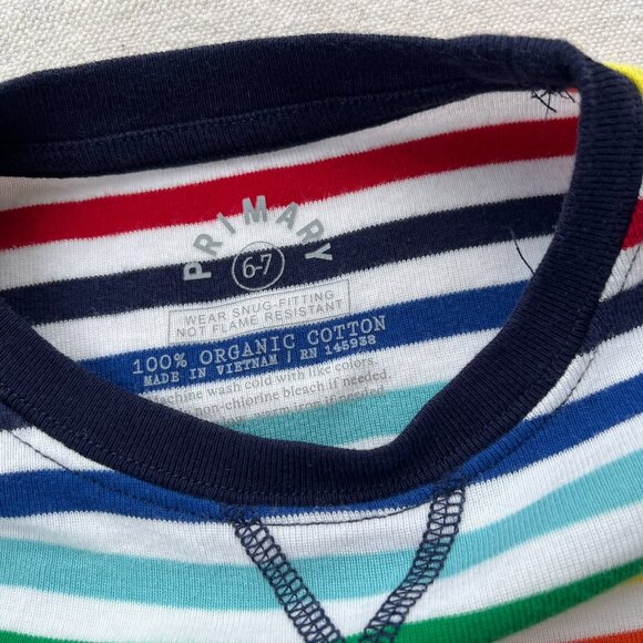 Primary Organic Short-Sleeve PJ Top & Shorts, Rainbow & Ivory, Size 6-7, VGUC - Picture 5 of 8